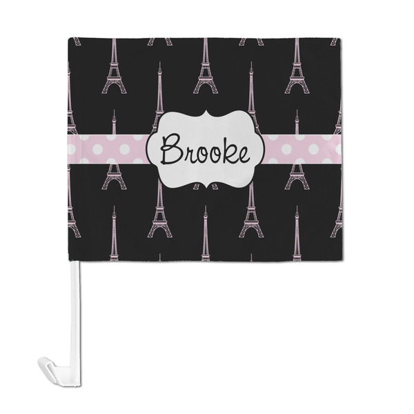 Black Eiffel Tower Car Flag - Large - FRONT