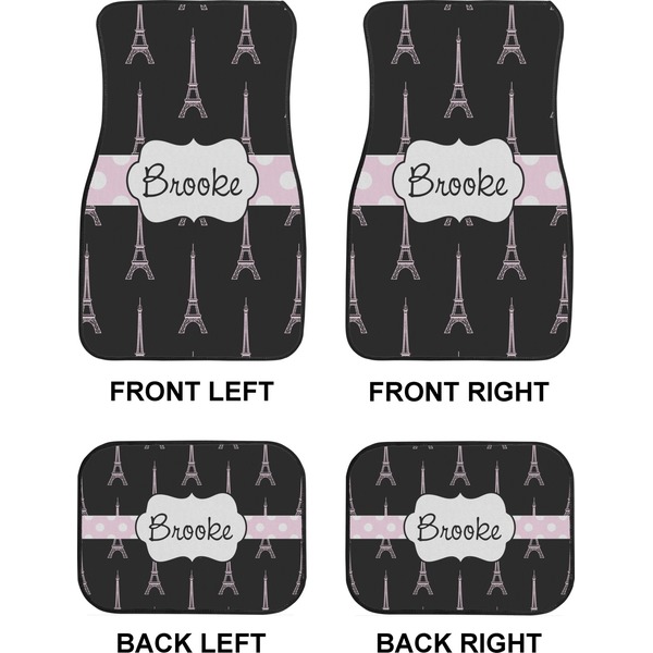 Black Eiffel Tower Car Floor Mats Set (2F + 2B)