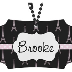 Black Eiffel Tower Rear View Mirror Ornament (Personalized)
