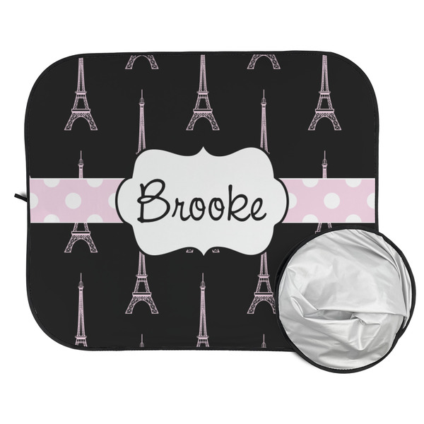 Black Eiffel Tower Car Sun Shades - FOLDED & UNFOLDED