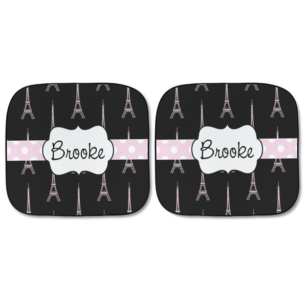 Black Eiffel Tower Car Sun Shades - FRONT