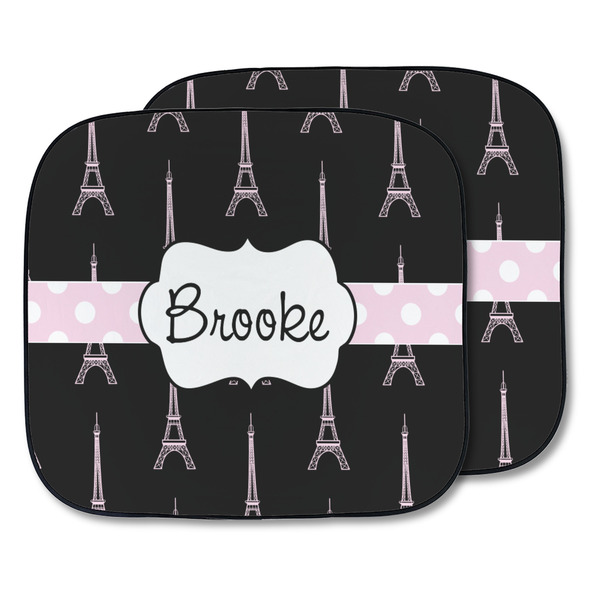Custom Black Eiffel Tower Car Sun Shade - Two Piece (Personalized)
