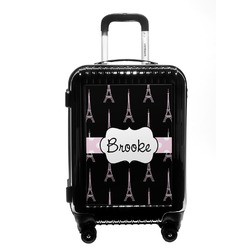 Black Eiffel Tower Carry On Hard Shell Suitcase (Personalized)