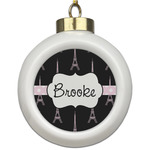 Black Eiffel Tower Ceramic Ball Ornament (Personalized)