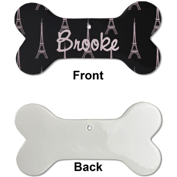 Black Eiffel Tower Ceramic Flat Ornament - Bone Front & Back Single Print (APPROVAL)