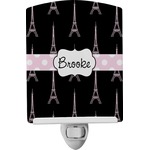 Black Eiffel Tower Ceramic Night Light (Personalized)