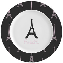 Black Eiffel Tower Ceramic Dinner Plates (Set of 4) (Personalized)