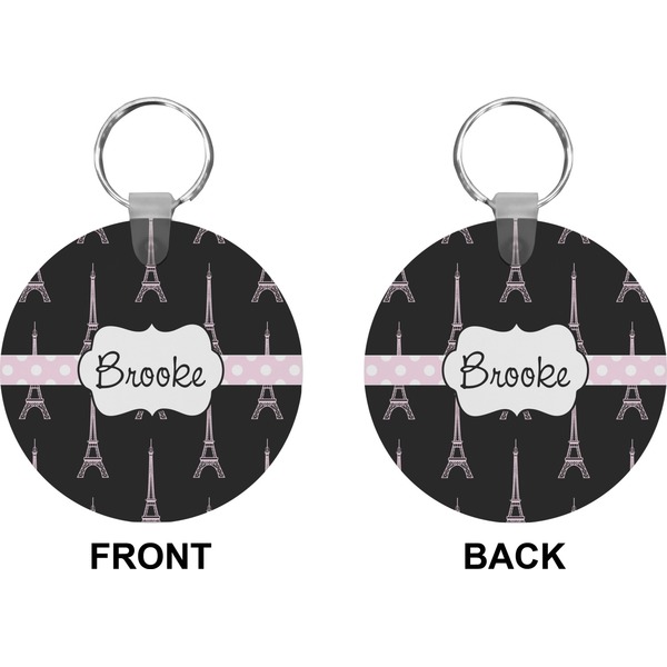 Black Eiffel Tower Circle Keychain (Front + Back)