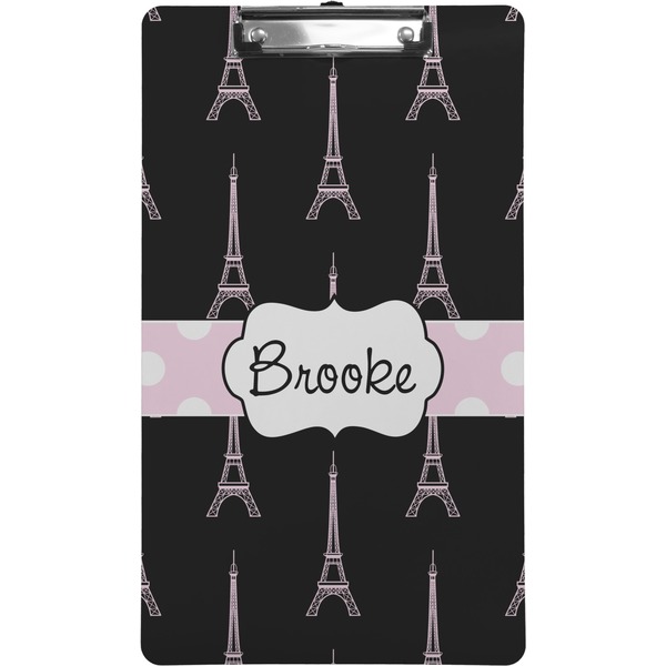 Custom Black Eiffel Tower Clipboard (Legal Size) (Personalized)