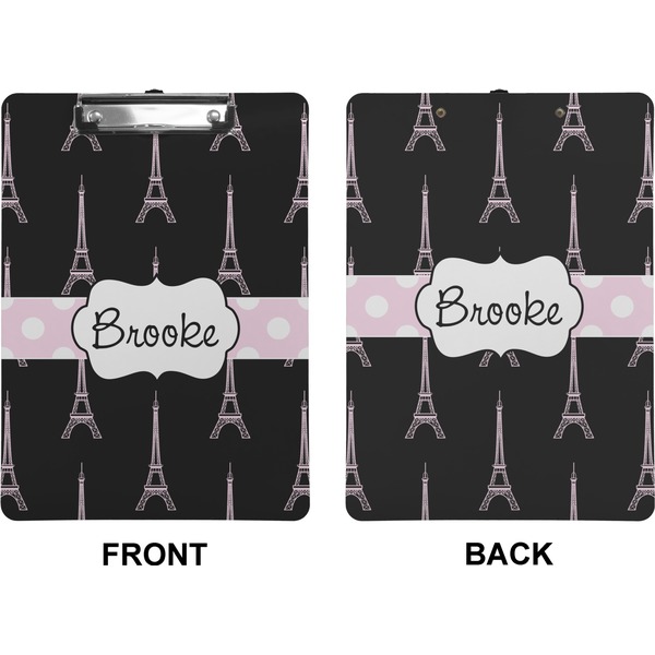 Black Eiffel Tower Clipboard (Letter) (Front + Back)