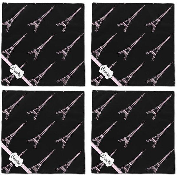 Black Eiffel Tower Cloth Napkins - Personalized Dinner (APPROVAL) Set of 4