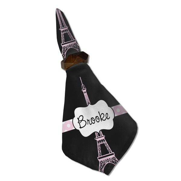 Black Eiffel Tower Cloth Napkins - Personalized Dinner (Folded in Ring) (MAIN)