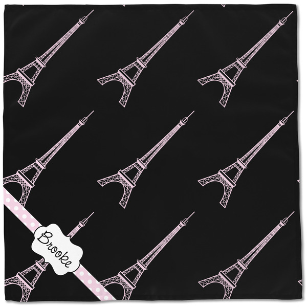 Black Eiffel Tower Cloth Napkins - Personalized Dinner (Full Open)