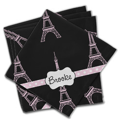 Black Eiffel Tower Cloth Napkins (Set of 4) (Personalized)