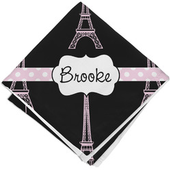 Black Eiffel Tower Cloth Cocktail Napkin - Single w/ Name or Text