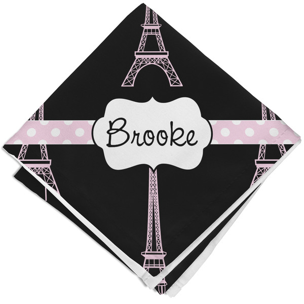 Custom Black Eiffel Tower Cloth Napkin w/ Name or Text
