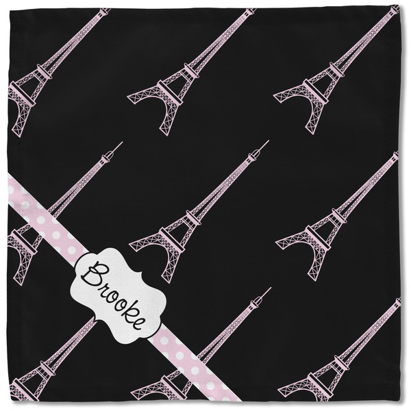Black Eiffel Tower Cloth Napkins - Personalized Lunch (Single Full Open)