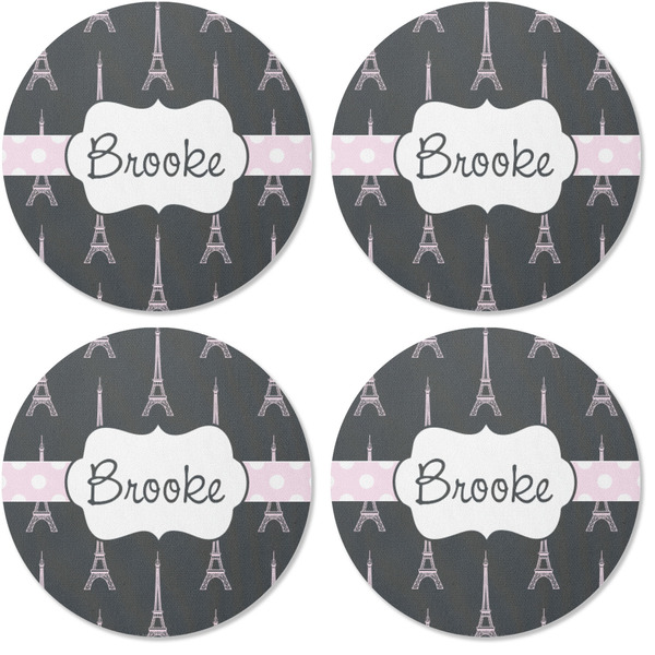 Black Eiffel Tower Coaster Round Rubber Back - Apvl