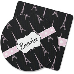 Black Eiffel Tower Rubber Backed Coaster (Personalized)