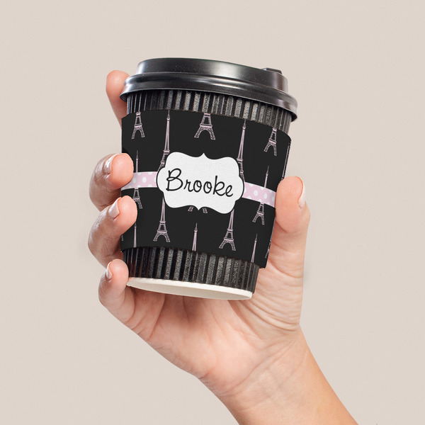 Black Eiffel Tower Coffee Cup Sleeve - LIFESTYLE