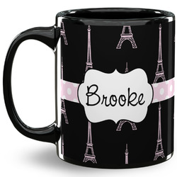 Black Eiffel Tower 11 Oz Coffee Mug - Black (Personalized)