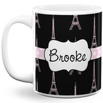 Black Eiffel Tower 11 Oz Coffee Mug - White (Personalized)