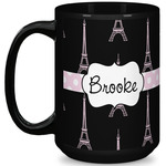 Black Eiffel Tower 15 Oz Coffee Mug - Black (Personalized)