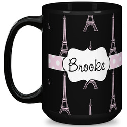 Black Eiffel Tower 15 Oz Coffee Mug - Black (Personalized)
