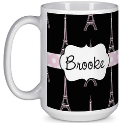 Black Eiffel Tower 15 Oz Coffee Mug - White (Personalized)