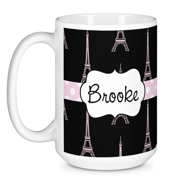 Black Eiffel Tower Coffee Mug - 15 oz - White
