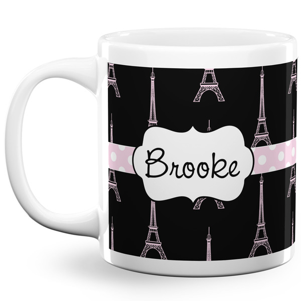 Custom Black Eiffel Tower 20 Oz Coffee Mug - White (Personalized)