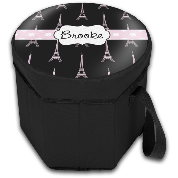 Black Eiffel Tower Collapsible Personalized Cooler & Seat (Closed)