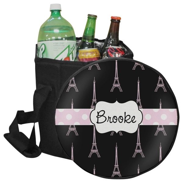 Custom Black Eiffel Tower Collapsible Cooler & Seat (Personalized)