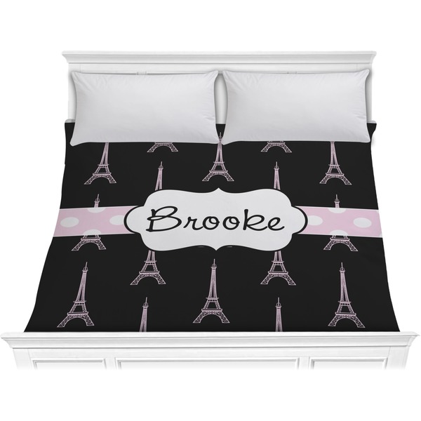 Custom Black Eiffel Tower Comforter - King (Personalized)