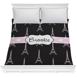 Black Eiffel Tower Comforter - Full / Queen (Personalized)