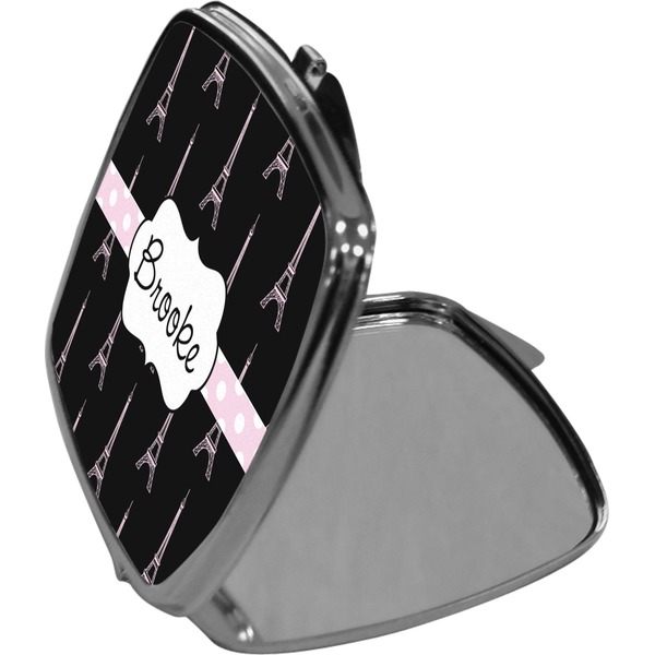 Black Eiffel Tower Compact Mirror (Side View)