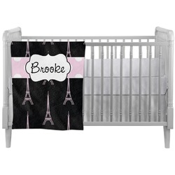Black Eiffel Tower Crib Comforter / Quilt (Personalized)