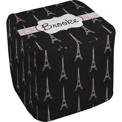 Black Eiffel Tower Cube Pouf Ottoman - 13" (Personalized)