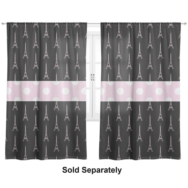 Custom Black Eiffel Tower Curtain Panel - Custom Size