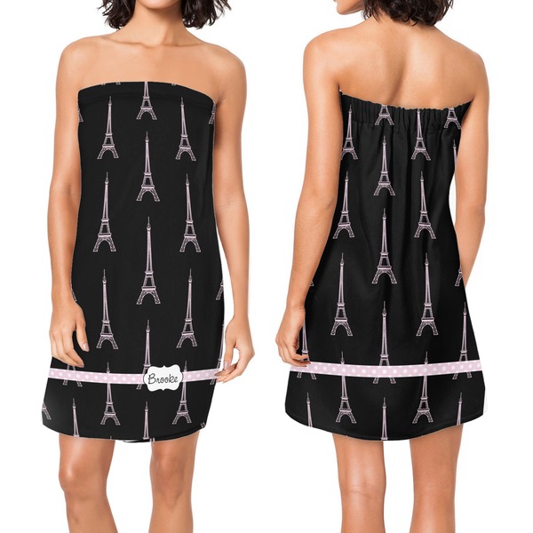 Black Eiffel Tower Custom Bath Wrap - Front & Back View