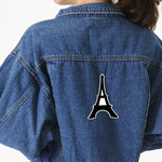 Black Eiffel Tower Twill Iron On Patch - Custom Shape - X-Large