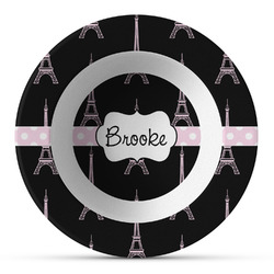 Black Eiffel Tower Plastic Bowl - Microwave Safe - Composite Polymer (Personalized)