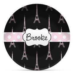 Black Eiffel Tower Microwave Safe Plastic Plate - Composite Polymer (Personalized)