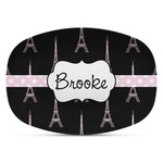 Black Eiffel Tower Plastic Platter - Microwave & Oven Safe Composite Polymer (Personalized)