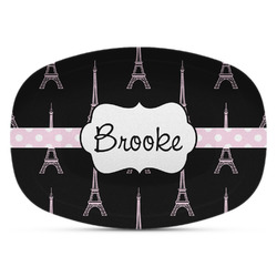 Black Eiffel Tower Plastic Platter - Microwave & Oven Safe Composite Polymer (Personalized)