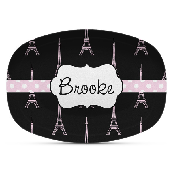 Custom Black Eiffel Tower Plastic Platter - Microwave & Oven Safe Composite Polymer (Personalized)