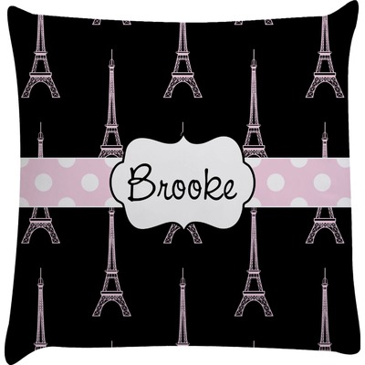 Black Eiffel Tower Decorative Pillow Case (Personalized)