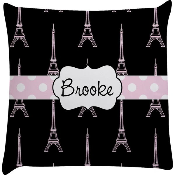Custom Black Eiffel Tower Decorative Pillow Case (Personalized)