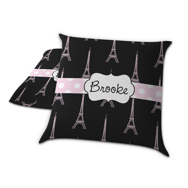 Black Eiffel Tower Decorative Pillow Case - TWO