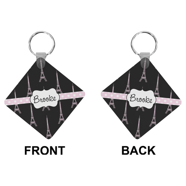 Black Eiffel Tower Diamond Keychain (Front + Back)